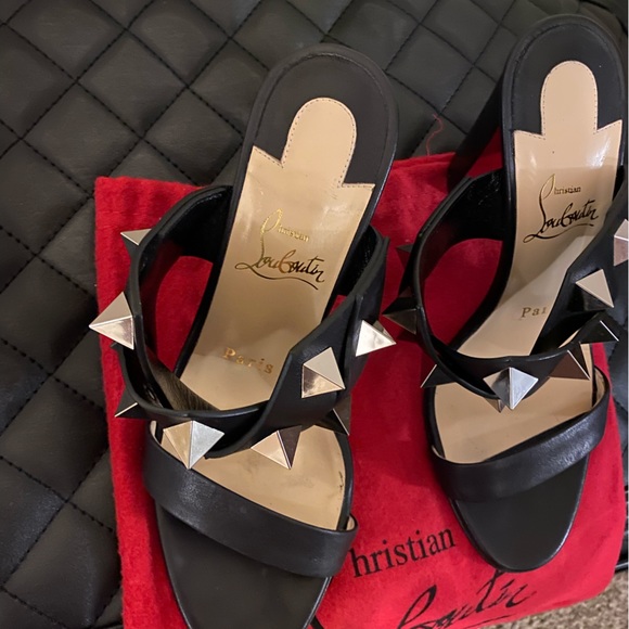 Christian Louboutin Studded Tina in the Desert Mules - Picture 3 of 5